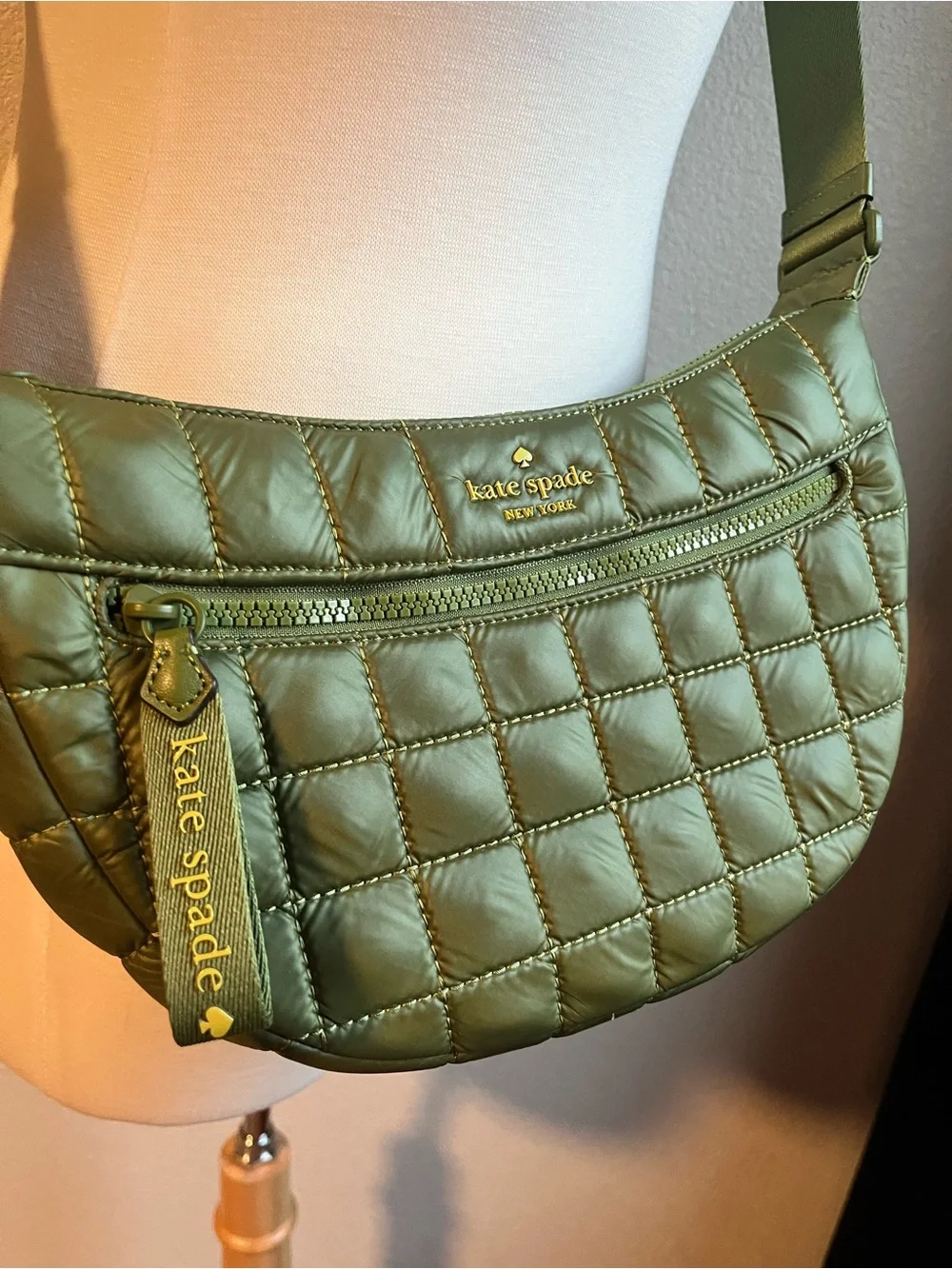 🍃 Kate Spade Quilted Puffer Nylon Crossbody – Olive Green 🍃 - NWOT